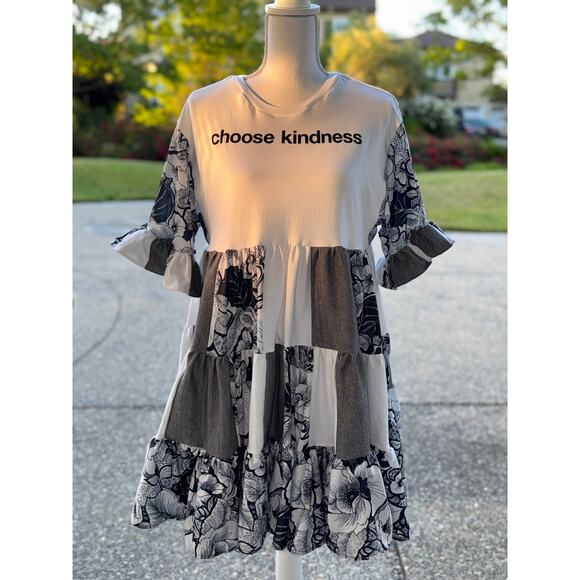 NEW Choose Kindness Upcycled Babydoll Dress Size S-L | SAME DAY SHIP or NEXT DAY - Picture 1 of 7